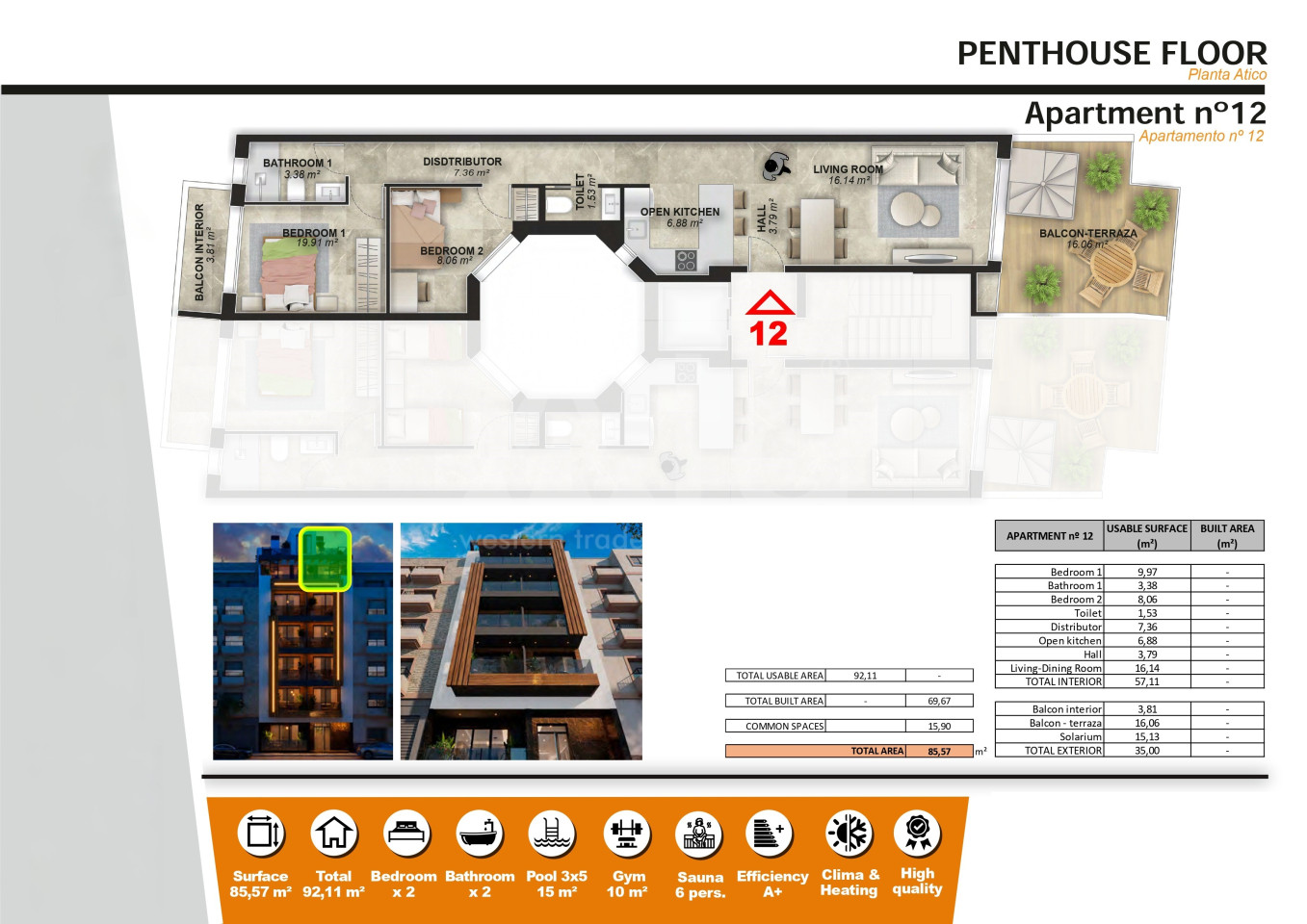 2 Schlafzimmer Penthouse-Wohnung in Torrevieja - CBM110307 - Foto 1