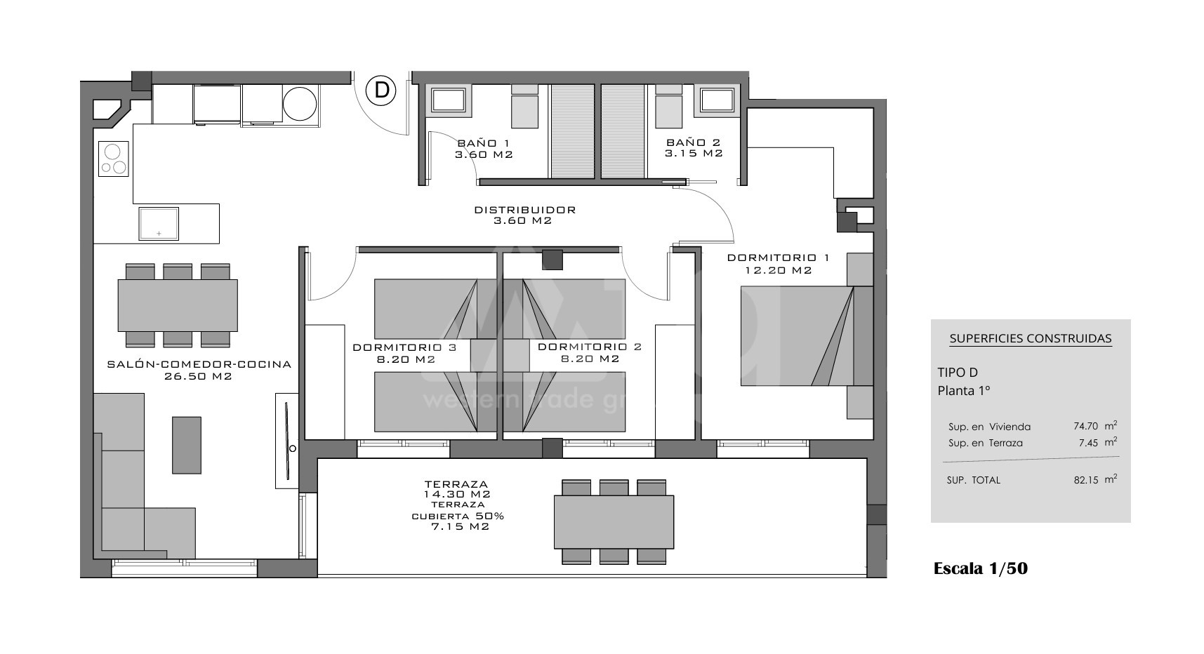 3 bedroom Apartment in Santa Pola - EB112702 - Photo 1