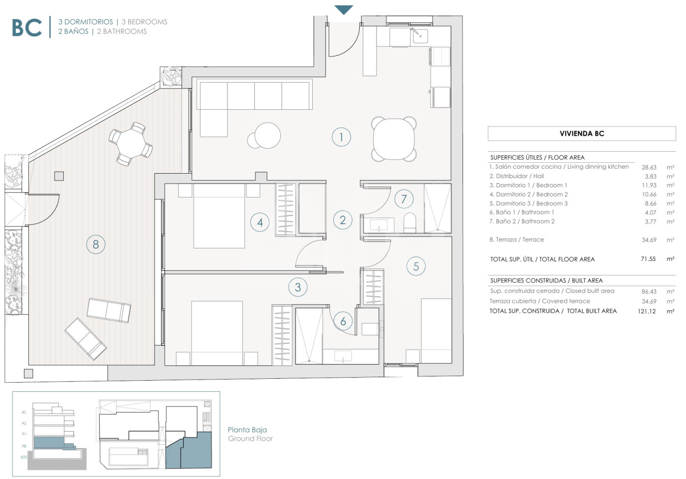 Apartament cu 3 dormitoare în Benijófar - PHA118018 - Imagini 1