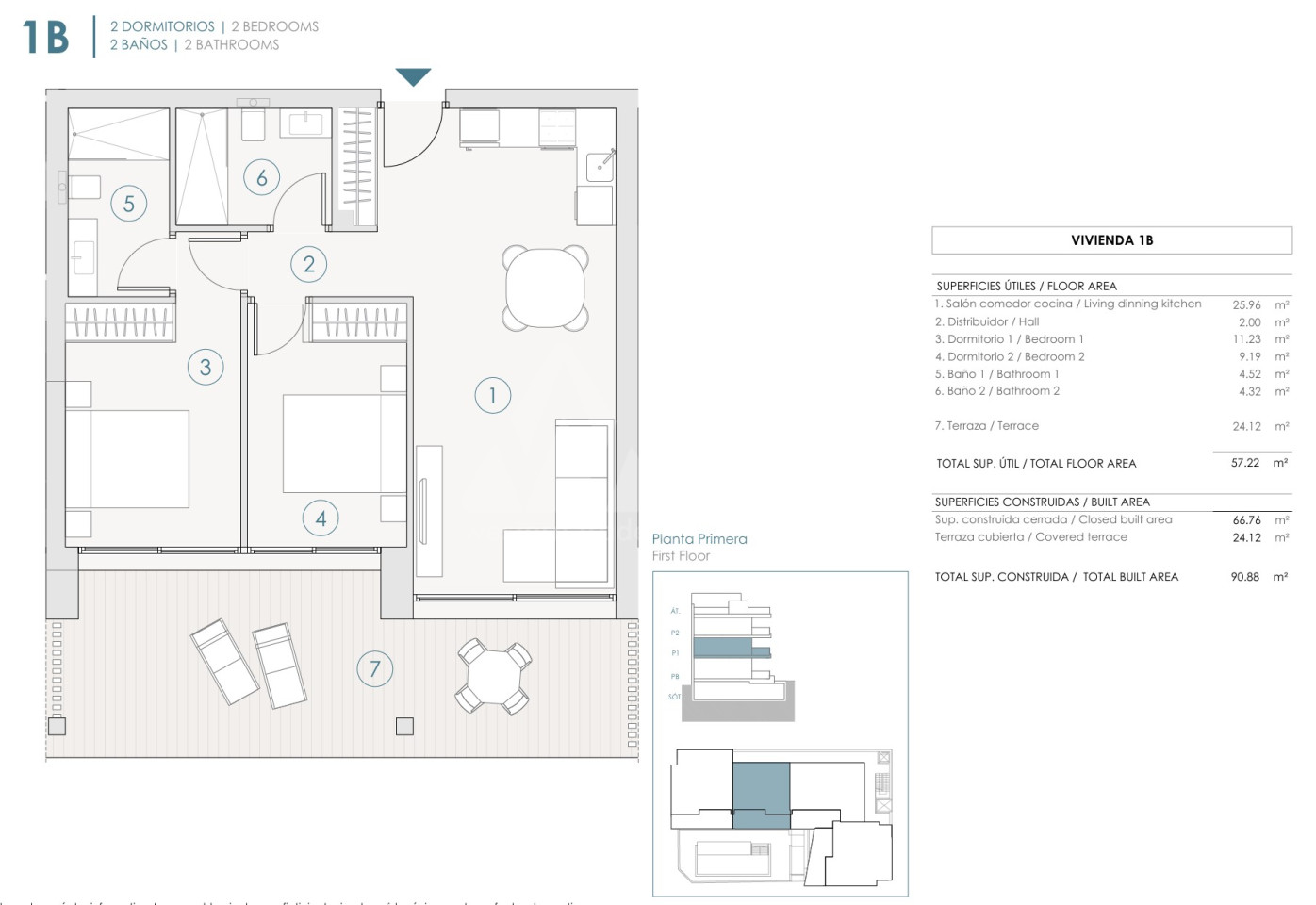 Apartament cu 2 dormitoare în Benijófar - PHA118023 - Imagini 1