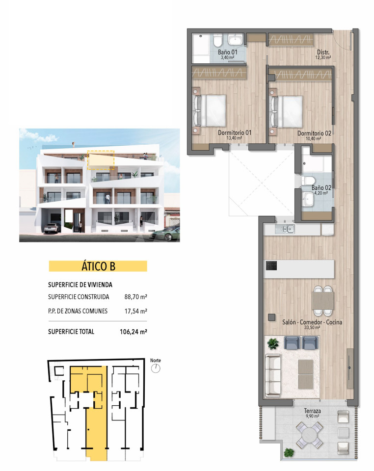 2 bedroom Penthouse in Torrevieja - TMR135124 - Photo 1