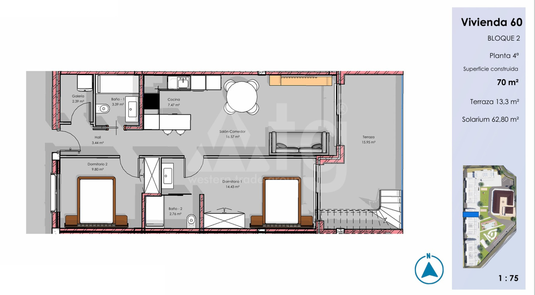 Penthouse de 2 chambres à Guardamar del Segura - CN135781 - Photo 1