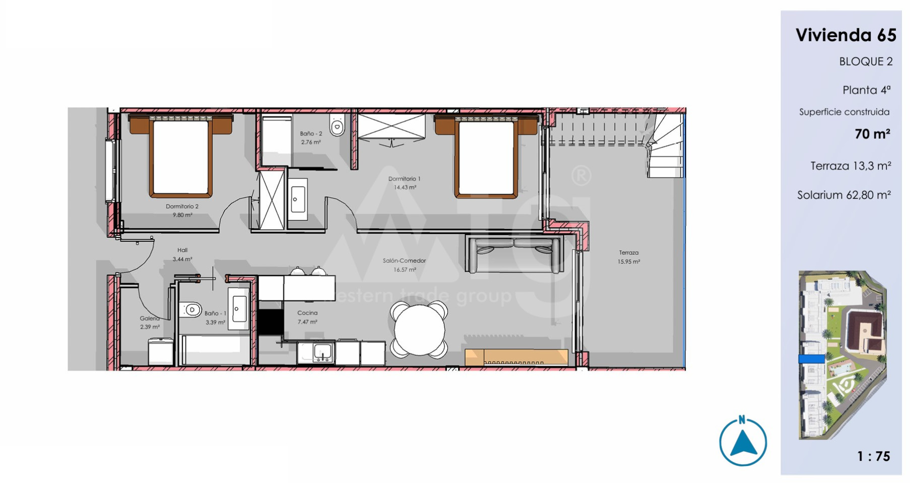 Penthouse   v Guardamar del Segura, 2 ložnice - CN135786 - Foto 1