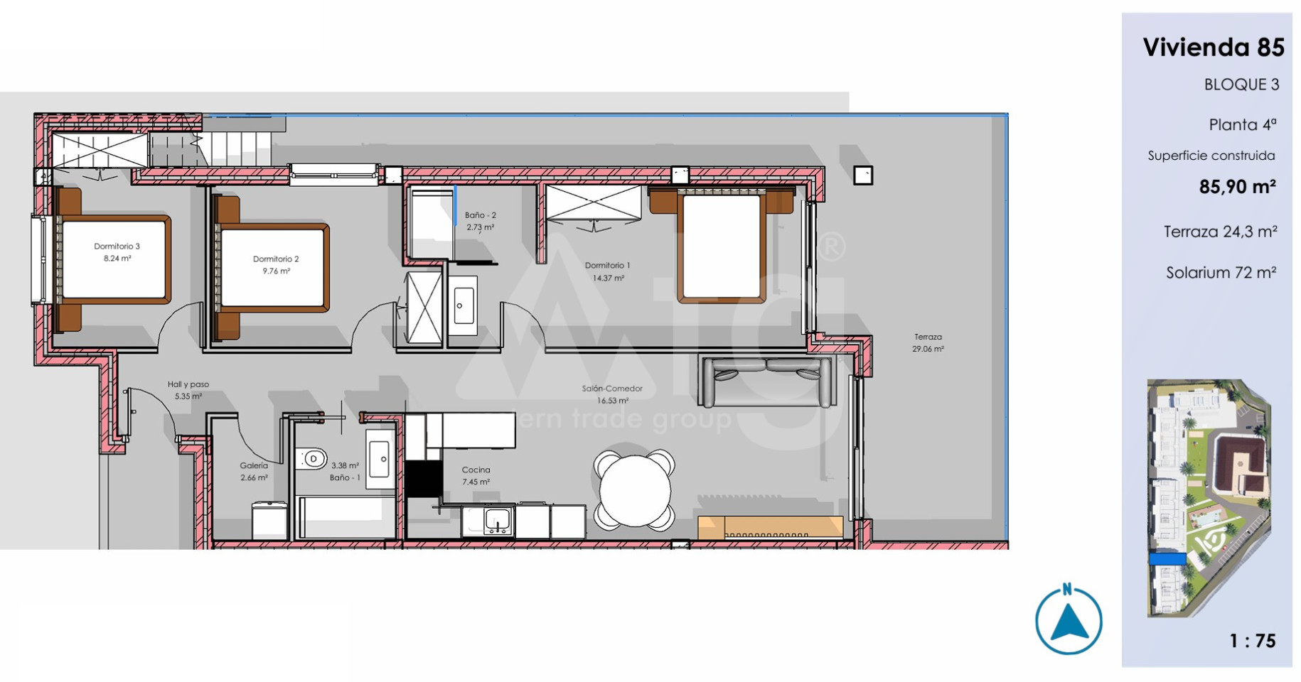 Penthouse   v Guardamar del Segura, 3 ložnice - CN135806 - Foto 1