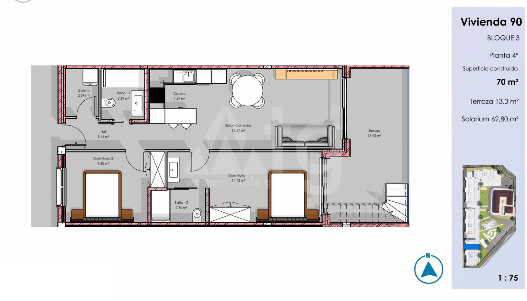 Penthouse   v Guardamar del Segura, 2 ložnice - CN135811 - Foto 1