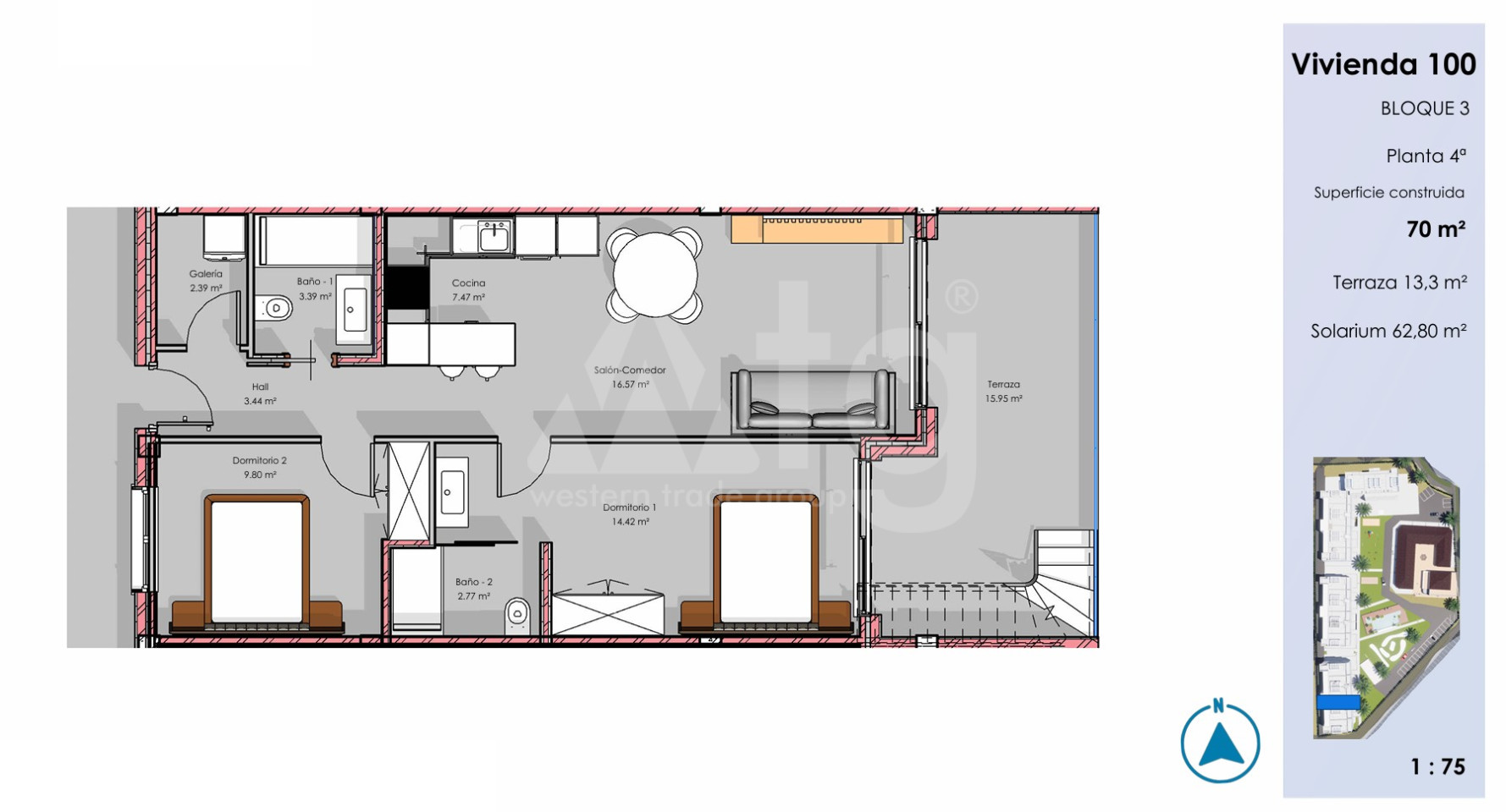 Penthouse   v Guardamar del Segura, 2 ložnice - CN135821 - Foto 1