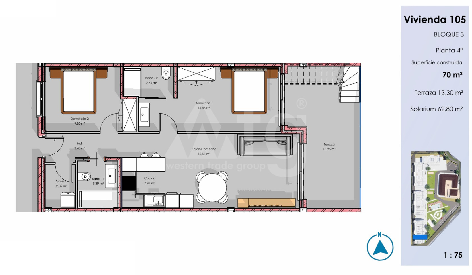 Penthouse   v Guardamar del Segura, 2 ložnice - CN135826 - Foto 1