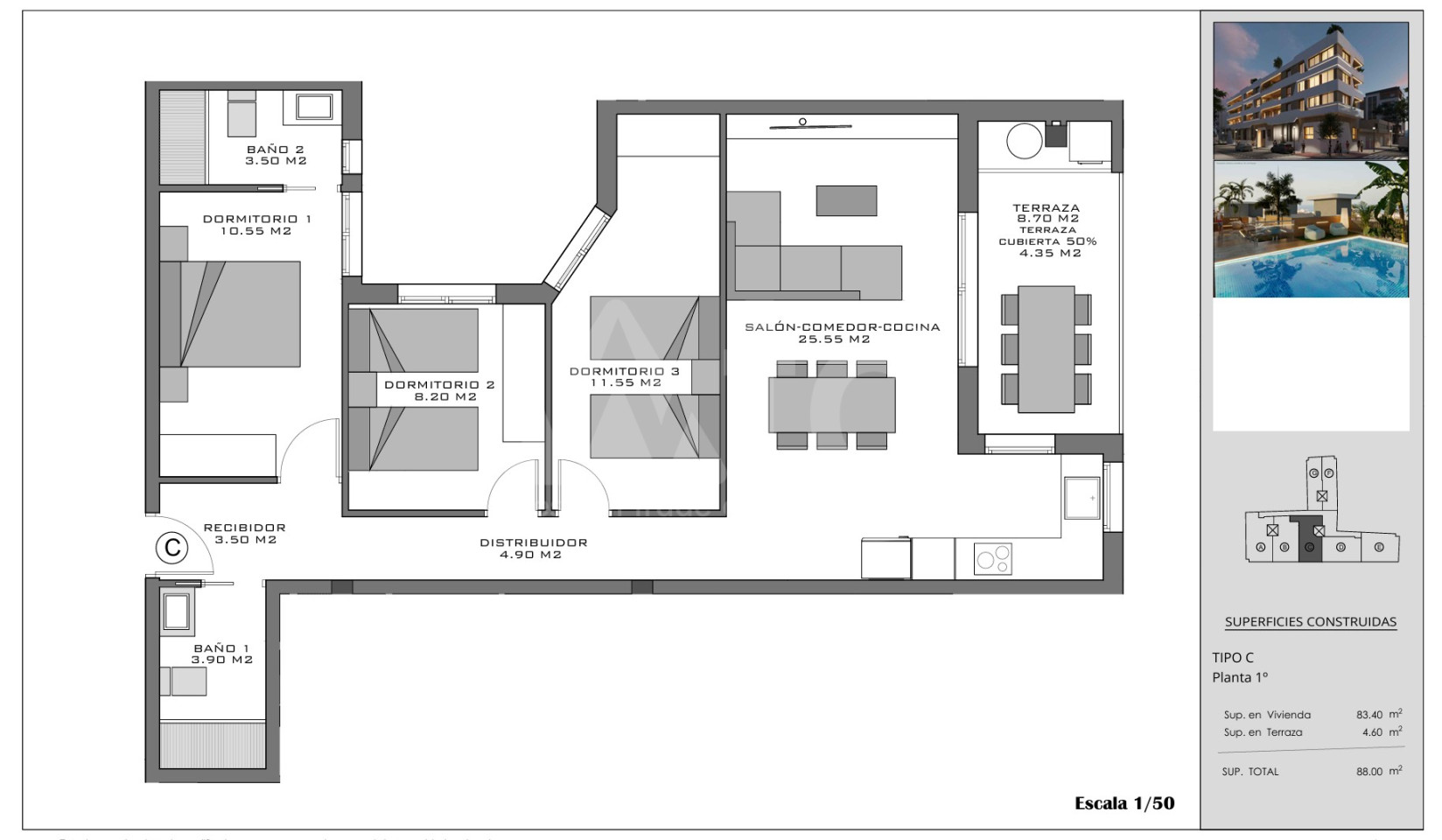 Appartement de 3 chambres à Santa Pola - EB148381 - Photo 1