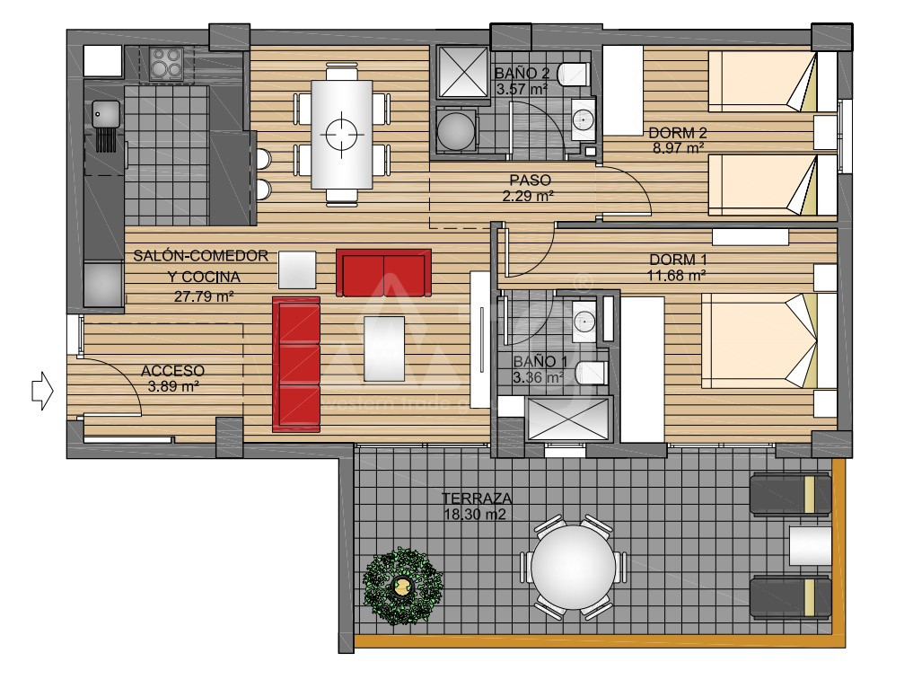 2 bedroom Apartment in La Zenia - US6833 - 1
