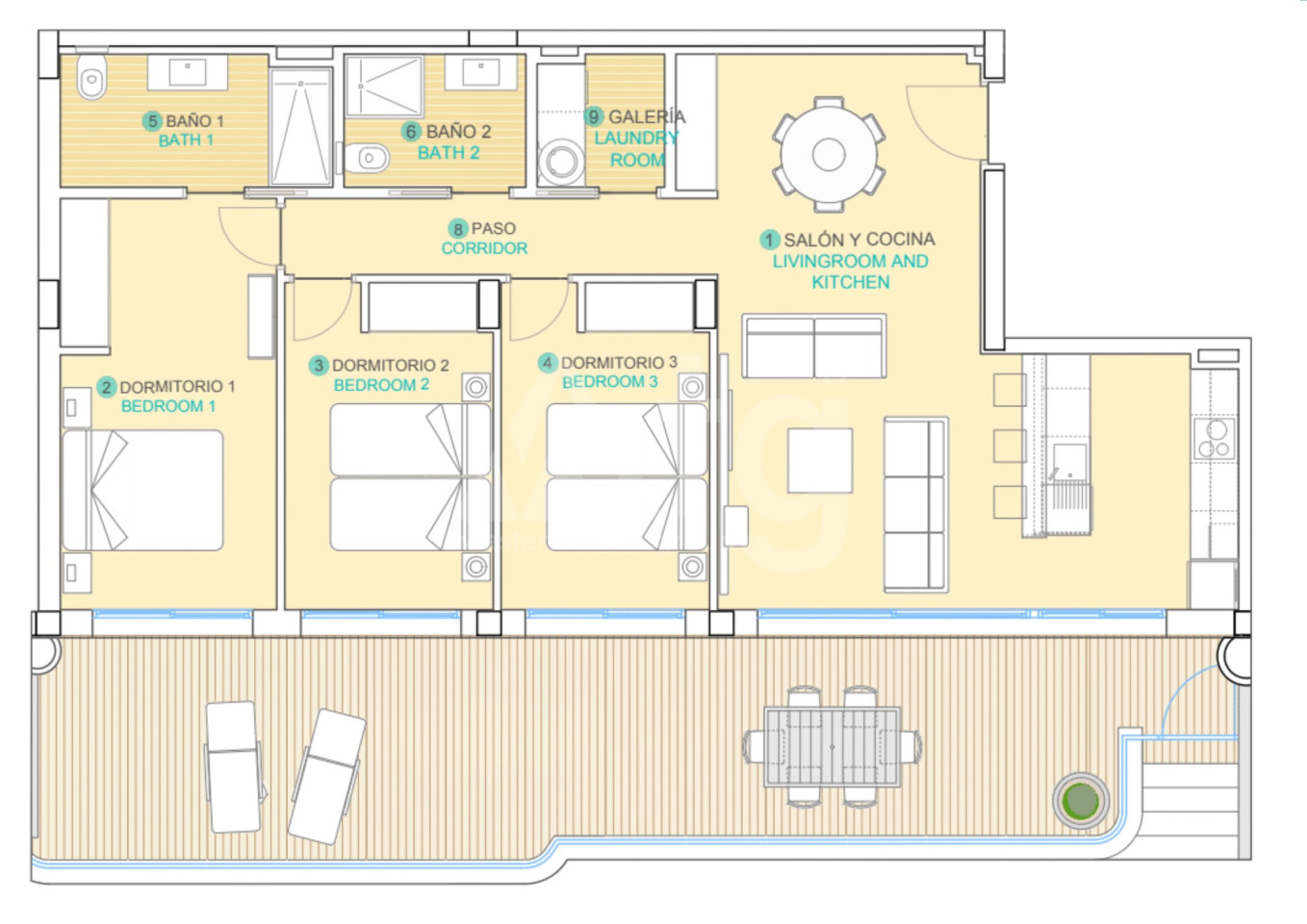 3 bedroom Apartment in Aguilas - QUA23675 - 1