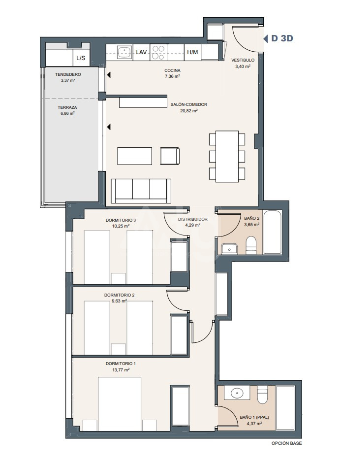 3 bedroom Apartment in Alicante - AEH25892 - 1