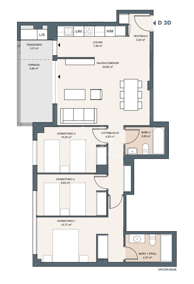 3 Schlafzimmer Appartement in Alicante - AEH25897 - 1