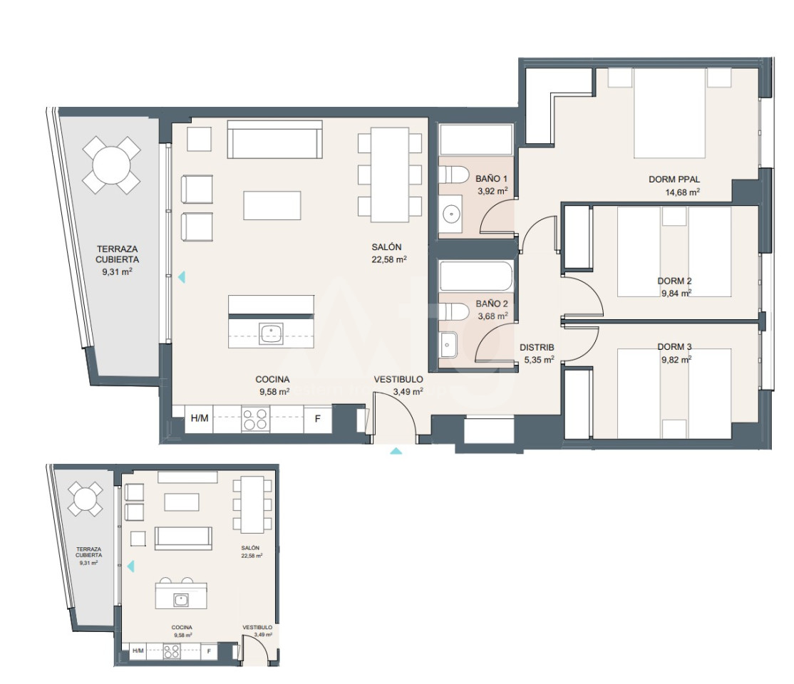 3 bedroom Apartment in Alicante - AEH25922 - 1
