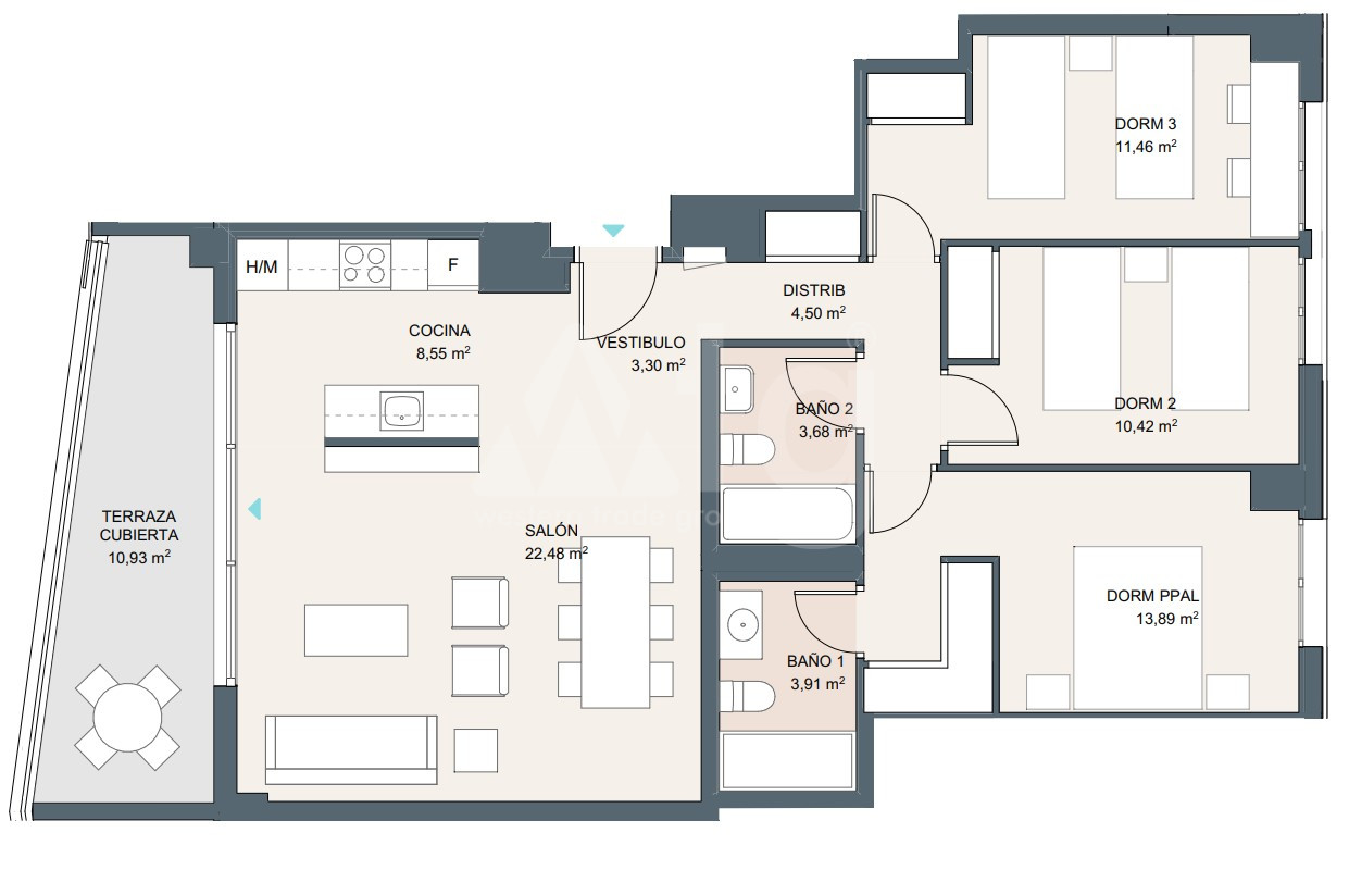3 bedroom Apartment in Alicante - AEH25928 - 1