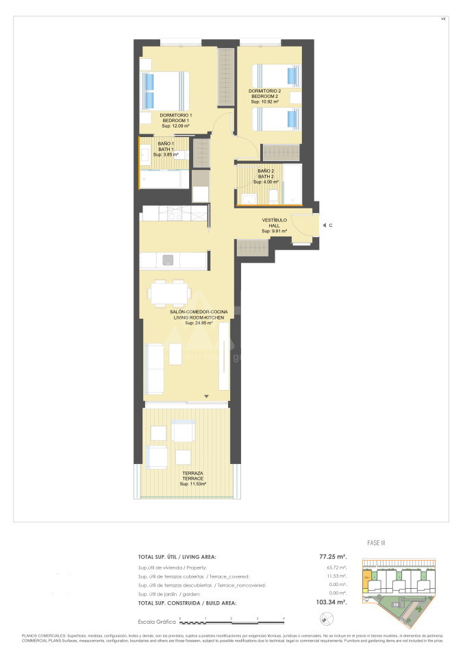 Apartament cu 2 dormitoare în Dehesa de Campoamor - UBA28179 - 1
