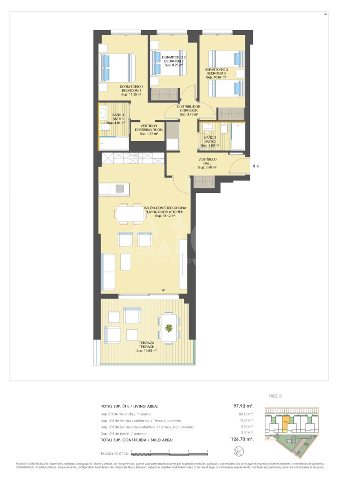 3 Schlafzimmer Appartement in Dehesa de Campoamor - UBA28201 - 1