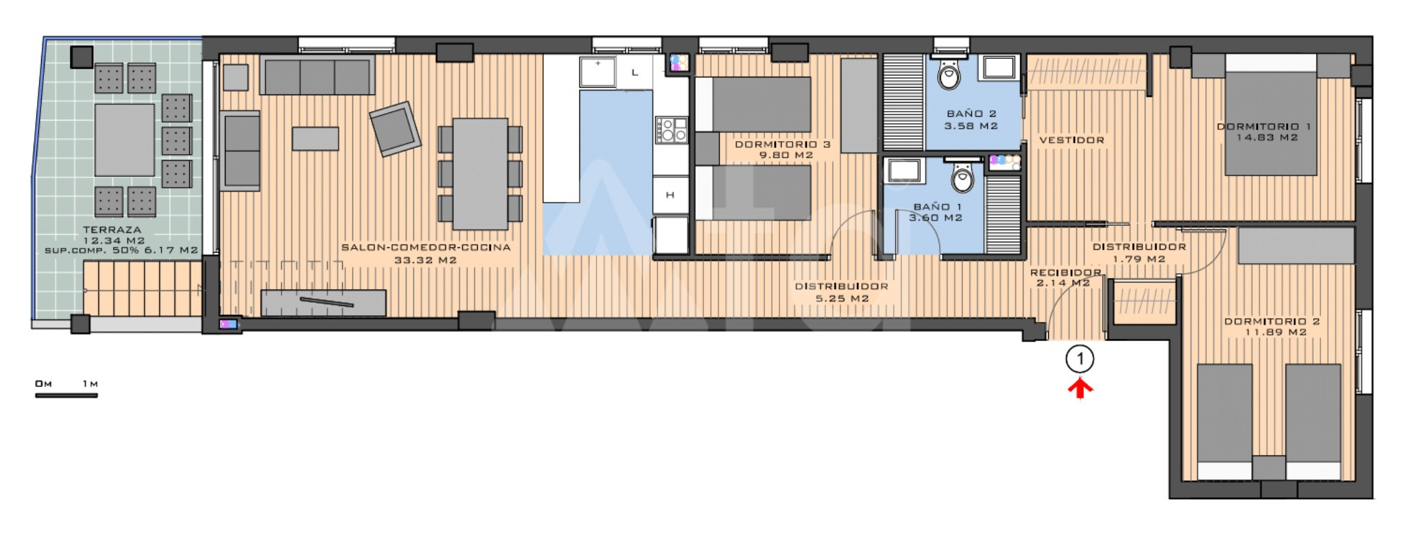 Penthouse cu 3 dormitoare în Santa Pola - GDS28595 - 1
