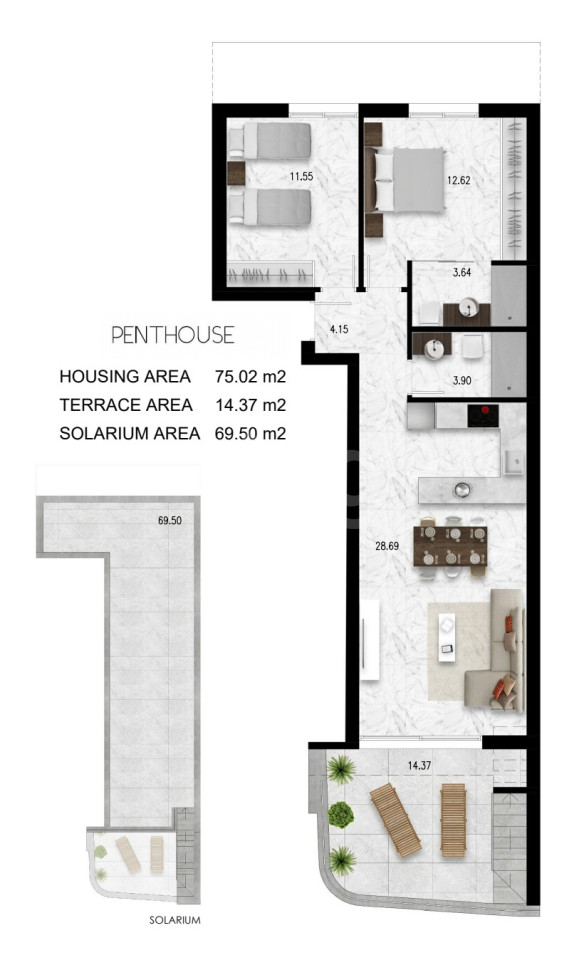 2 bedroom Penthouse in Los Dolses - MVH32734 - 1