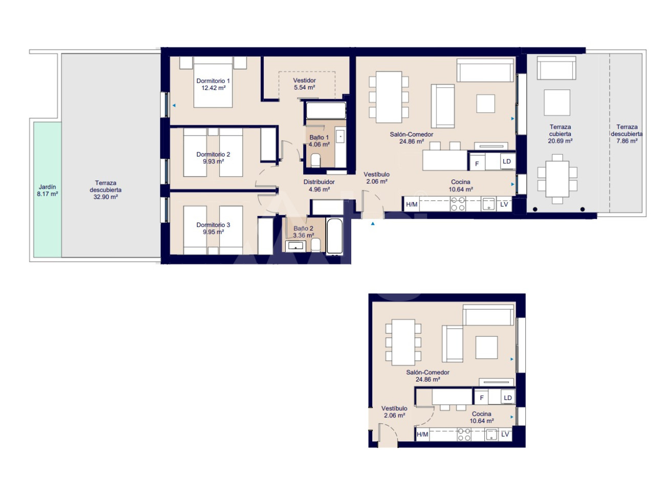 3 Schlafzimmer Appartement in San Juan de Alicante - AEH33223 - 1