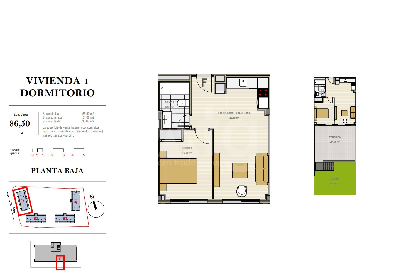 Apartamento de 1 habitación en Denia - DNA33231 - 1