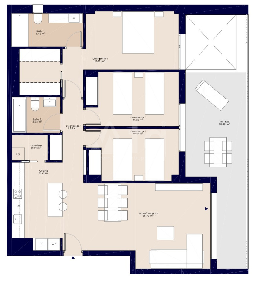 Appartement de 3 chambres à Denia - AEH34287 - 1