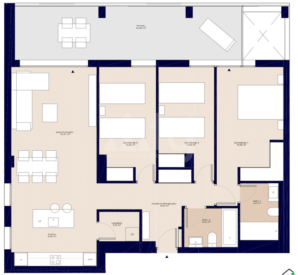 Apartamento de 3 habitaciones en Denia - AEH34289 - 1