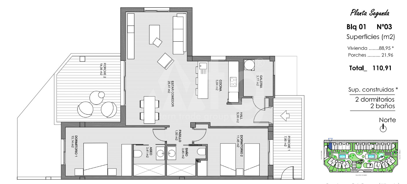 2 bedroom Apartment in Guardamar del Segura - ARA34402 - 1