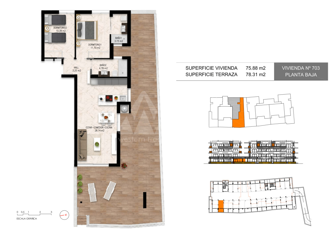 2 bedroom Apartment in Playa Flamenca - DI34460 - 1