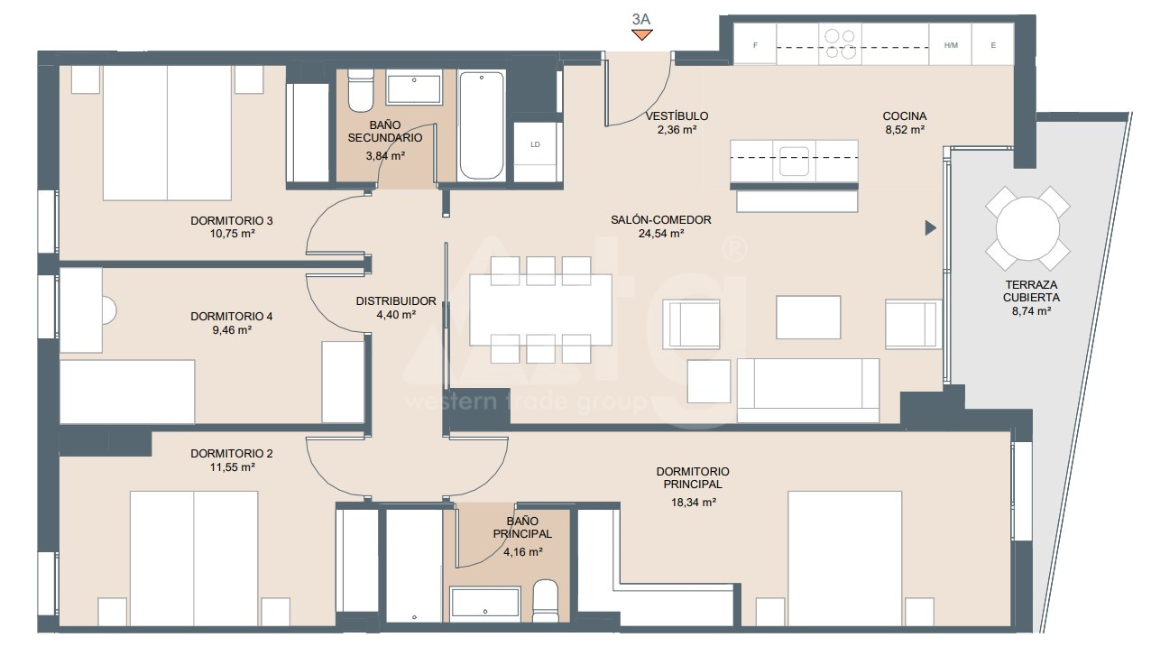 Appartement de 4 chambres à Alicante - AEH34710 - 1