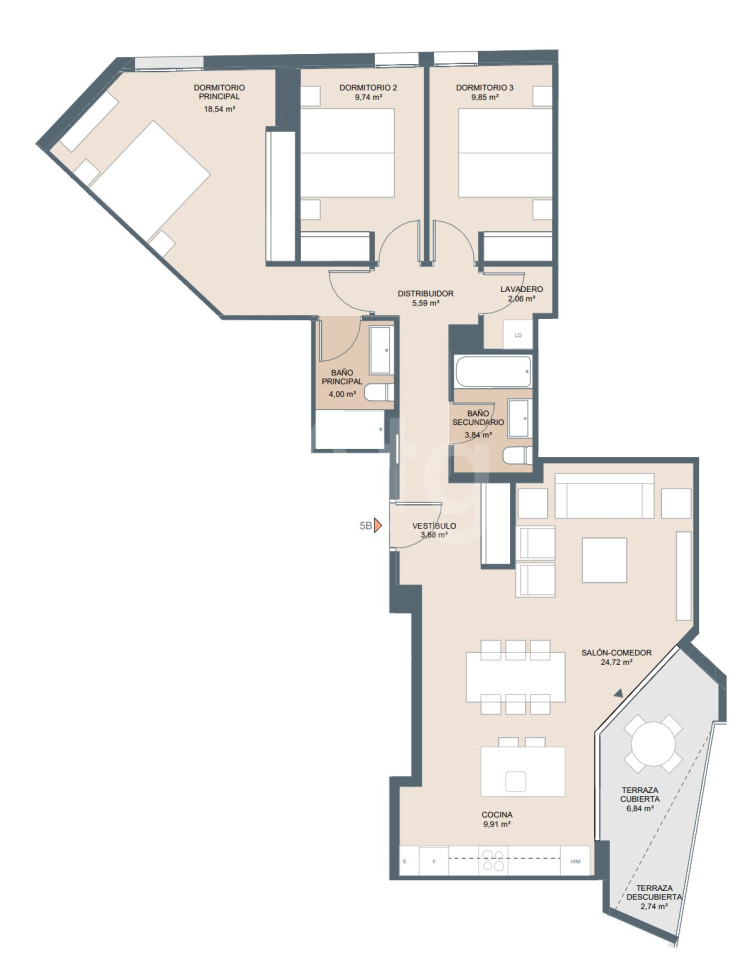 Appartement de 3 chambres à Alicante - AEH34717 - 1