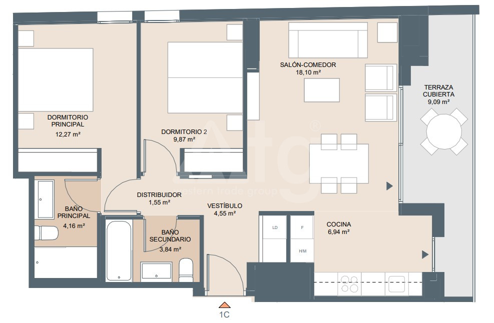 2 bedroom Apartment in Alicante - AEH34724 - 1