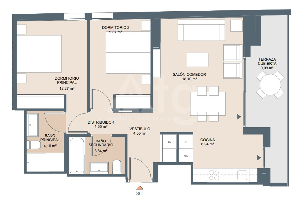 2 bedroom Apartment in Alicante - AEH34727 - 1
