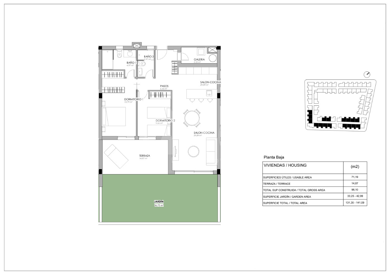 Bungalow de 2 habitaciones en Torrevieja - IR34789 - 1