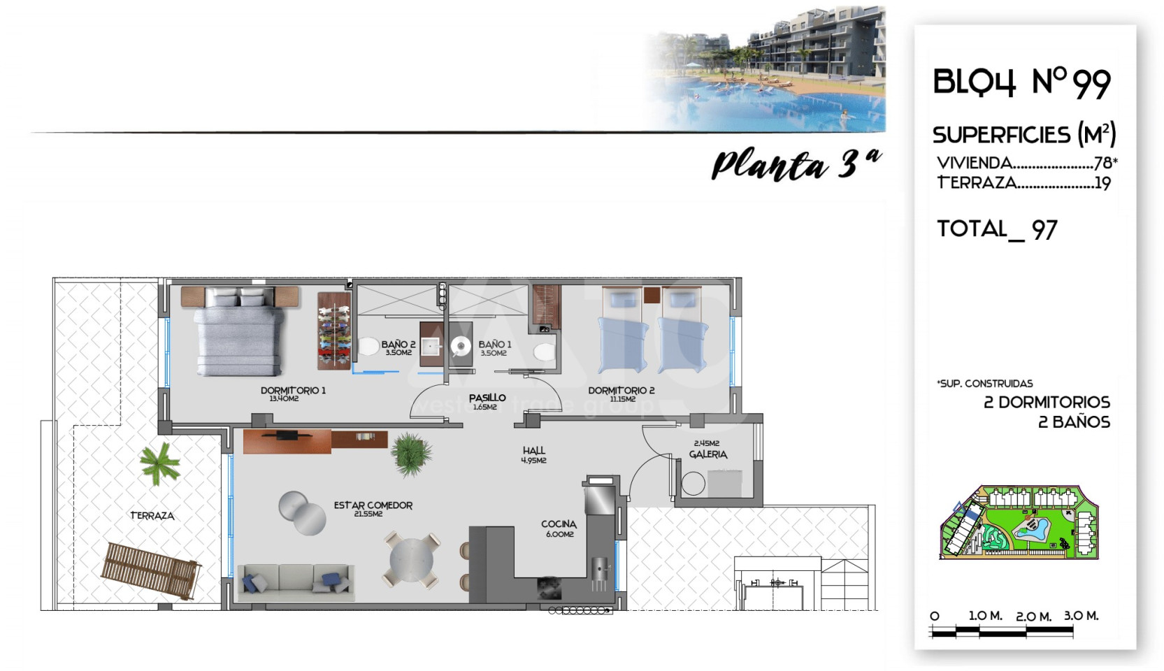 Apartament cu 2 dormitoare în Guardamar del Segura - CN34843 - 1