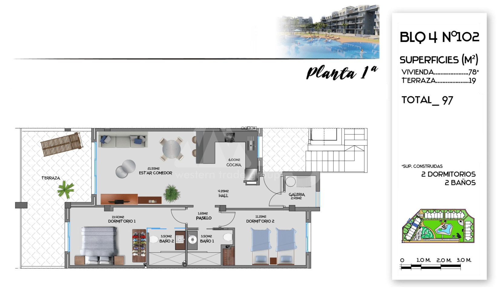 Apartament cu 2 dormitoare în Guardamar del Segura - CN34846 - 1