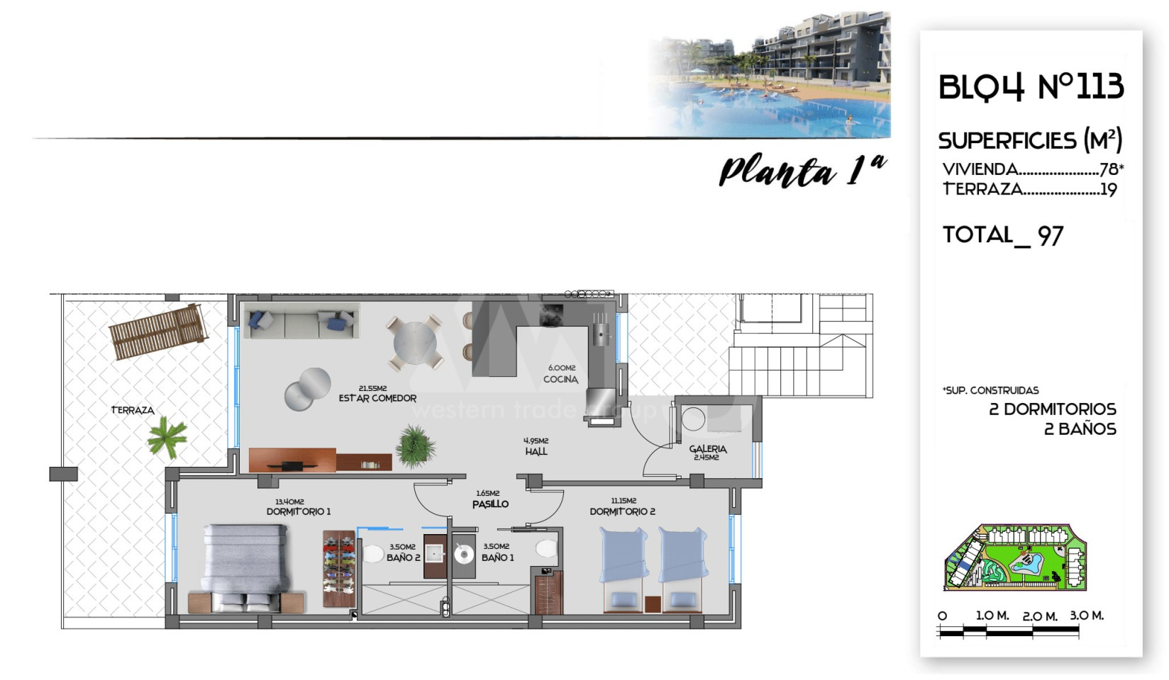 Apartament cu 2 dormitoare în Guardamar del Segura - CN34857 - 1
