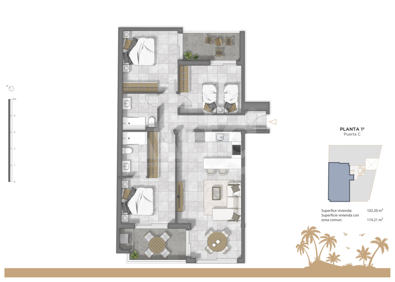 3 bedroom Apartment in Guardamar del Segura - RTG35681 - 1