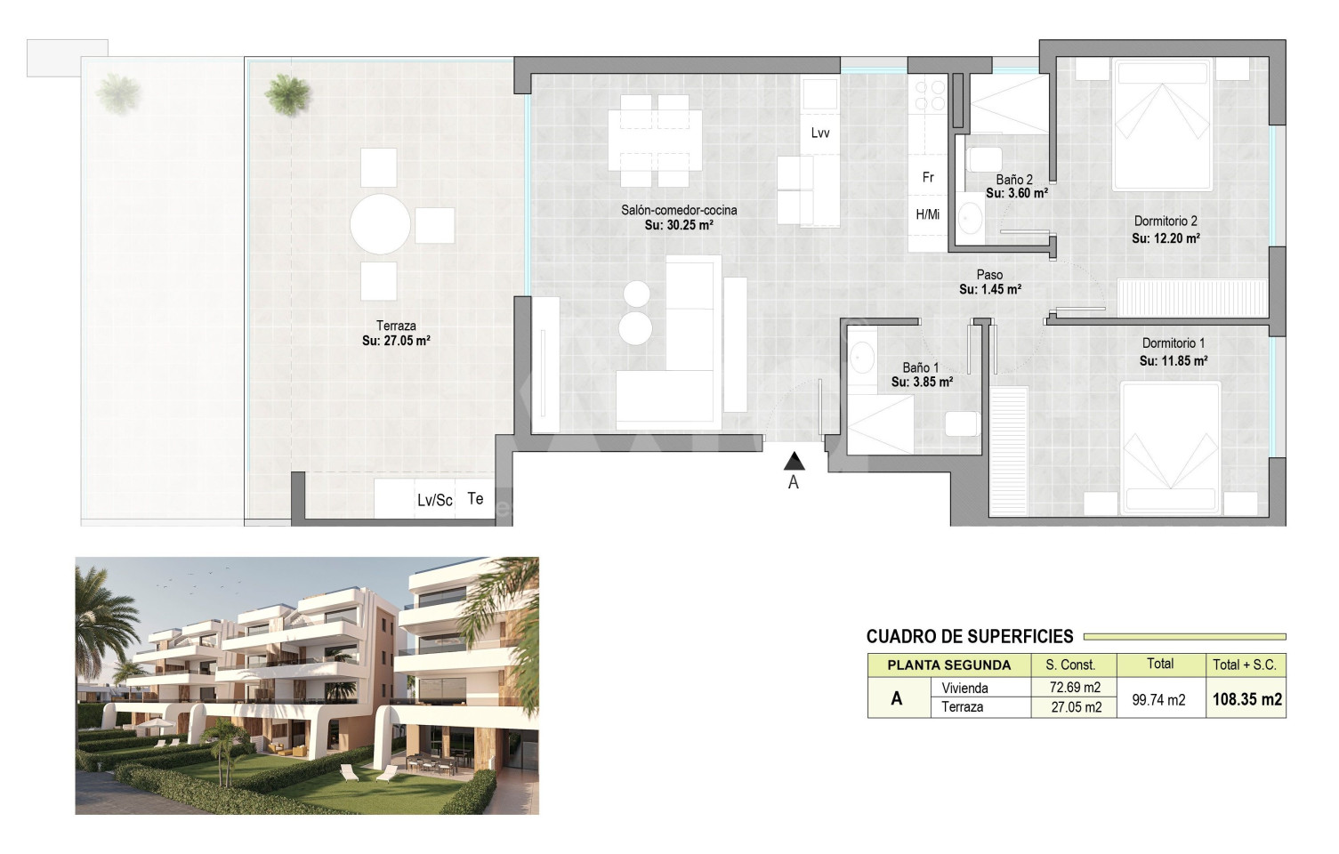 Appartement de 2 chambres à Alhama de Murcia - WD36288 - 1