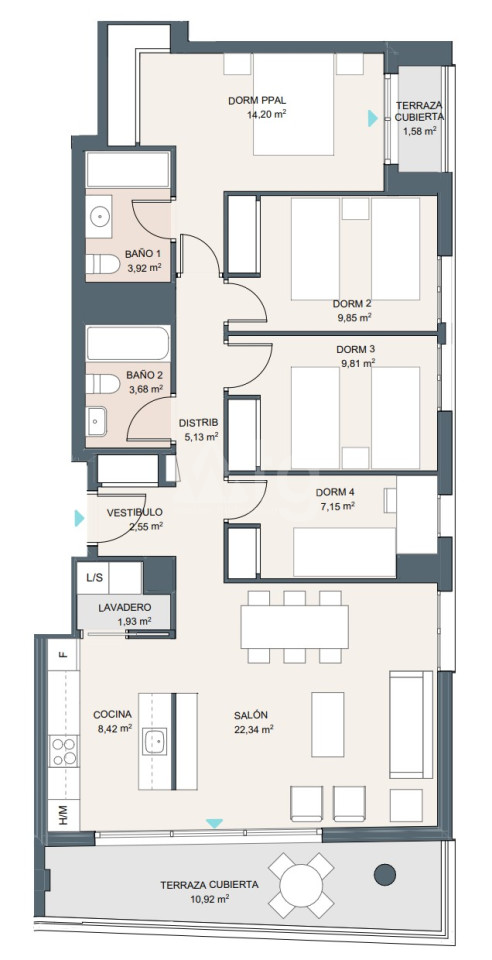 Apartamento de 4 habitaciones en Alicante - AEH36353 - 1