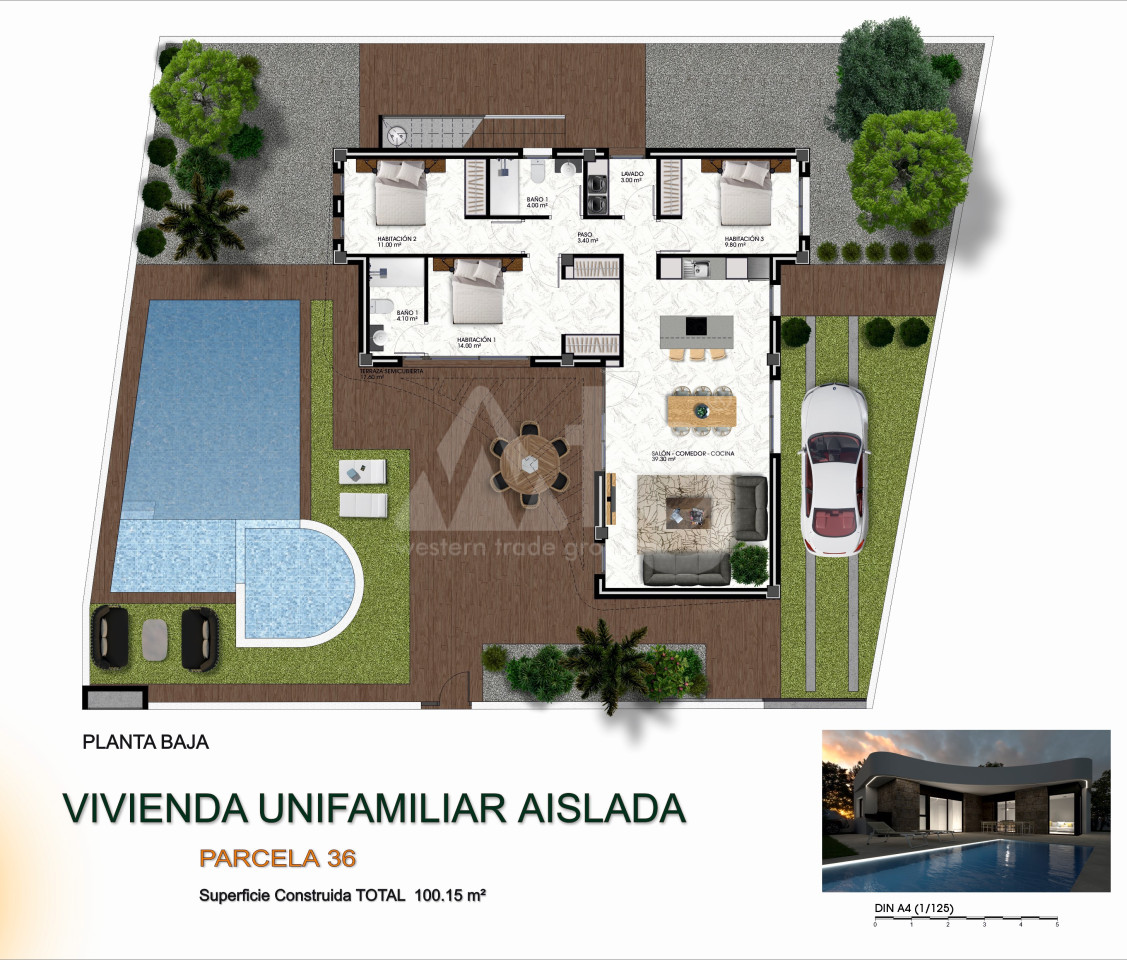 Villa de 3 habitaciones en Los Montesinos - HH36799 - Foto 1