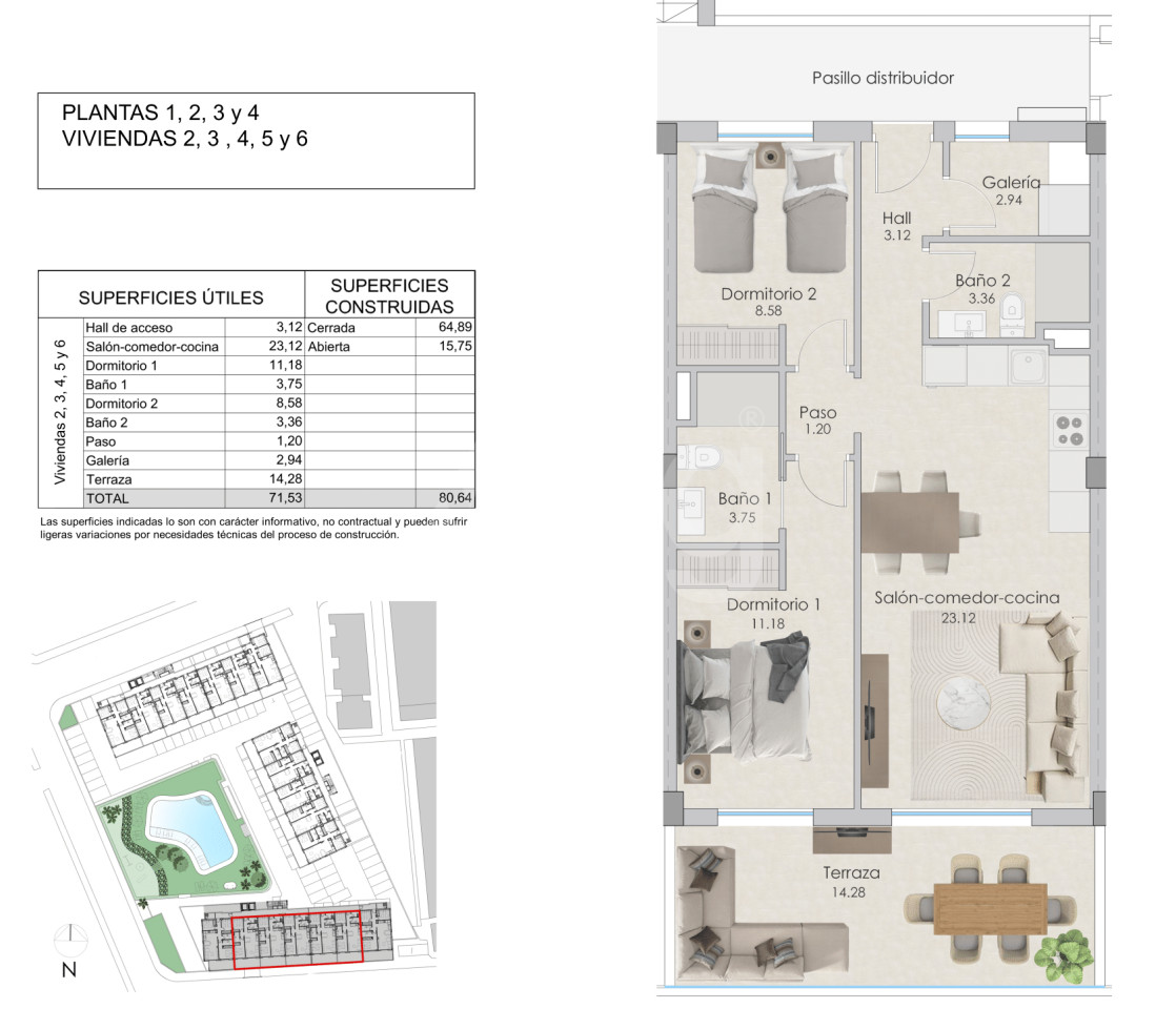 Апартаменты в Санта Пола, 2 спальни - US38402 - 1