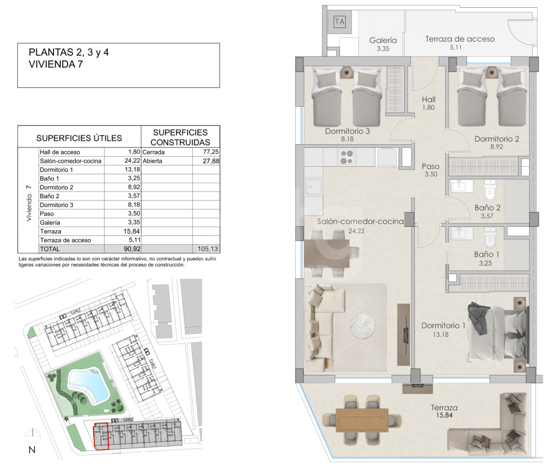 3 bedroom Apartment in Santa Pola - US38403 - 1