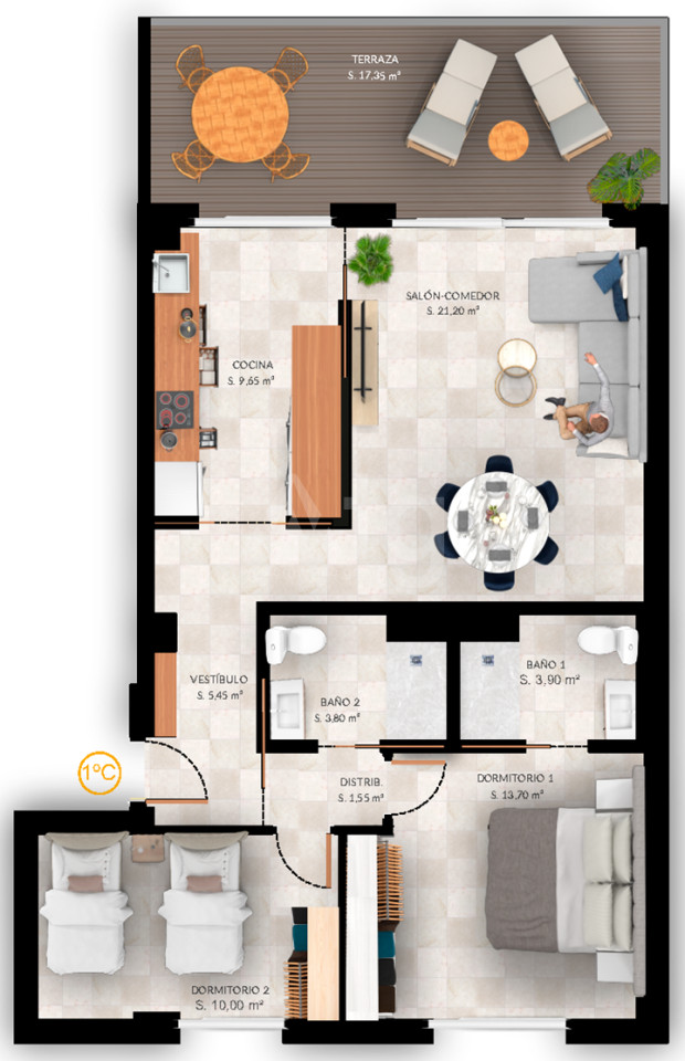 Apartamento de 2 habitaciones en Finestrat - PTA38591 - 1