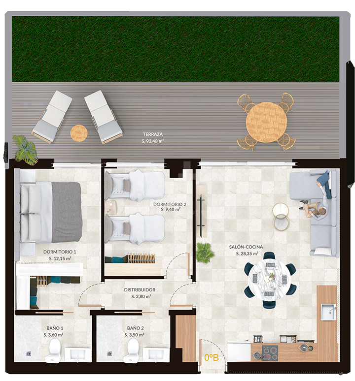 Apartamento de 2 habitaciones en Finestrat - PTA38740 - 1