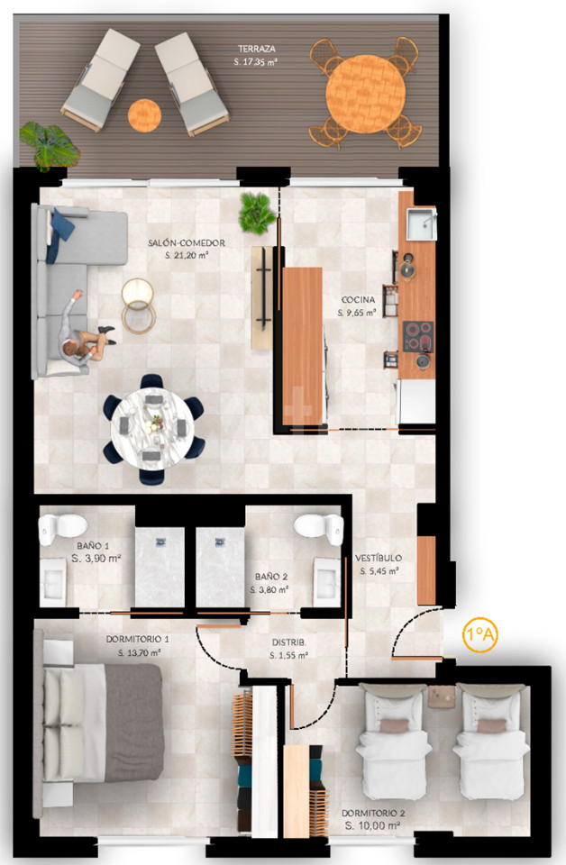 Apartamento de 2 habitaciones en Finestrat - PTA38791 - 1