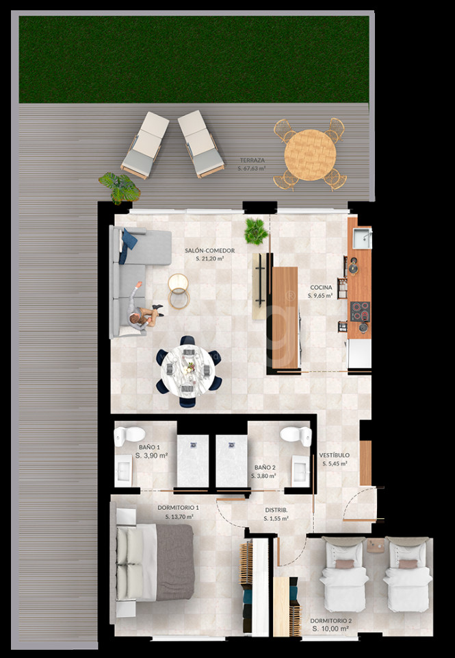 Apartament cu 2 dormitoare în Finestrat - PTA38835 - 1