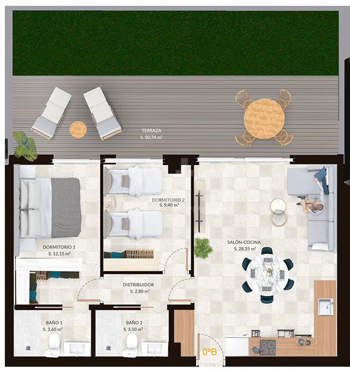 Apartamento de 2 habitaciones en Finestrat - PTA38836 - 1