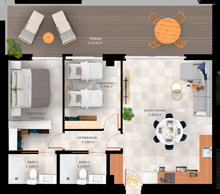 2 Schlafzimmer Penthouse-Wohnung in Finestrat - PTA39551 - 1