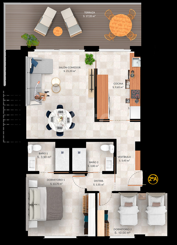 2 Schlafzimmer Penthouse-Wohnung in Finestrat - PTA39560 - 1