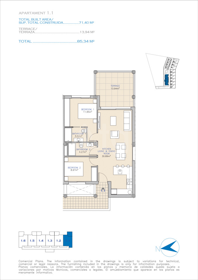 Apartament cu 2 dormitoare în Los Alcázares - ARE40728 - 1